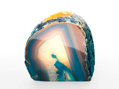 Achát nábrus svícen modrozelený